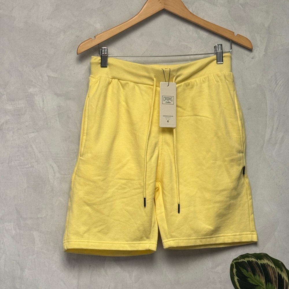 Crooks & Castle Men's Athletic Shorts in Sunny Yellow, Size XS
